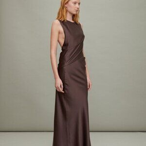 New NWT TOVE Anwen Dress in Mink brown silk maxi FRWD sleeveless backless